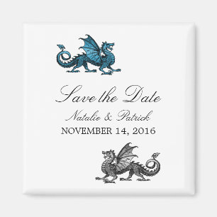 Blue Silver Dragon Save the Date Magnet