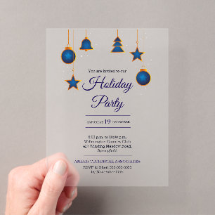 Blue Silver Elegant Corporate Holiday Acrylic Enclosure Card
