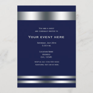 Blue Silver Elegant Dinner Party Event Invitation