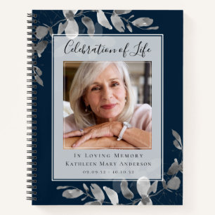 Blue Silver Eucalyptus Funeral Guest Book