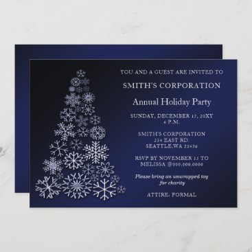 Blue Silver Festive Corporate holiday party   Invitation