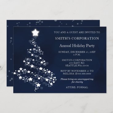 Blue Silver Festive Corporate holiday party  Invitation
