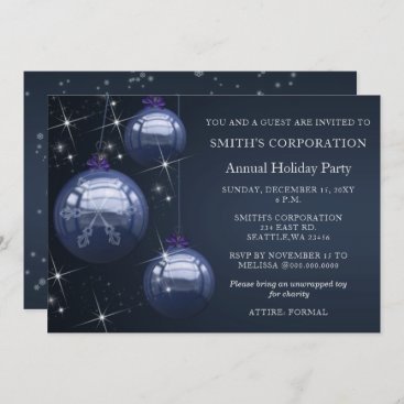 Blue Silver Festive Corporate holiday party Invitation