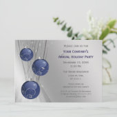 Blue Silver Festive Corporate holiday party Invite (Standing Front)