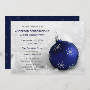 Blue Silver Festive Corporate holiday party Invite