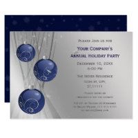 Blue Silver Festive Corporate holiday party Invite