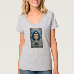 Blue & Silver Floral Lady Denim Jacket – Elegant F T-Shirt