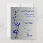 Blue, Silver Floral with Butterflies Reply Card 2 (Back)