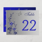 Blue Silver Floral with Butterflies Table Number (Front/Back)