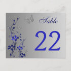 Blue Silver Floral with Butterflies Table Number