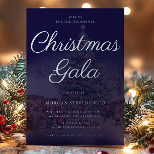 Blue & Silver Foil Corporate Christmas Gala Party Invitation