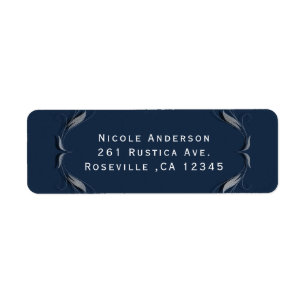 Blue & Silver Frame Elegant Wedding Invitation Label
