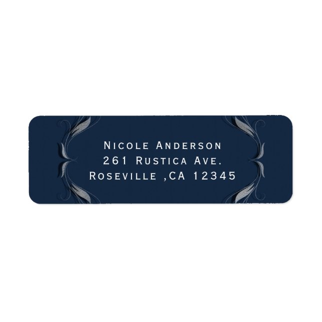 Blue & Silver Frame Elegant Wedding Invitation Label (Front)