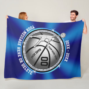 Blue, Silver Girls Personalized Basketball Blanket