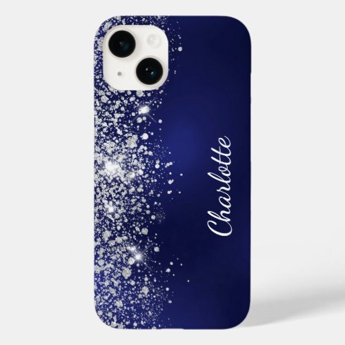 Blue silver glitter name script Case_Mate iPhone 14 case