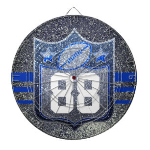 Blue & Silver Glitter School Football Team Sports Dart Board