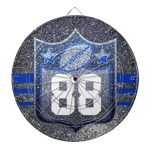 Blue & Silver Glitter School Football Team Sports Dart Board (Front)
