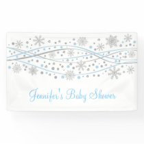 Blue & Silver Glitter Snowflake Baby Shower Banner