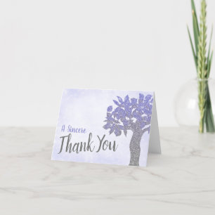 Blue, Silver Glitter Tree of Life Thank You Card