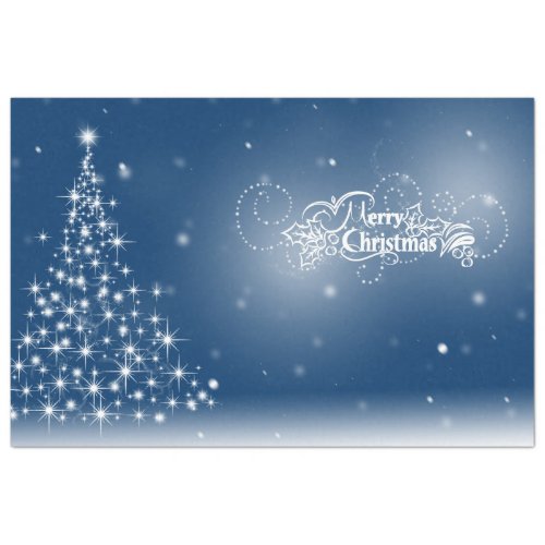 Blue Silver Glowing Sparkling Christmas Tree  Tissue Paper