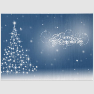 Blue Silver Glowing Sparkling Christmas Tree Tissue Paper