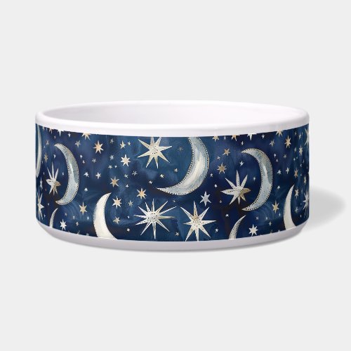 Blue Silver Gold Stars Bowl