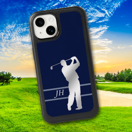 Blue Silver Golf Monogram Otterbox Iphone 14 Case