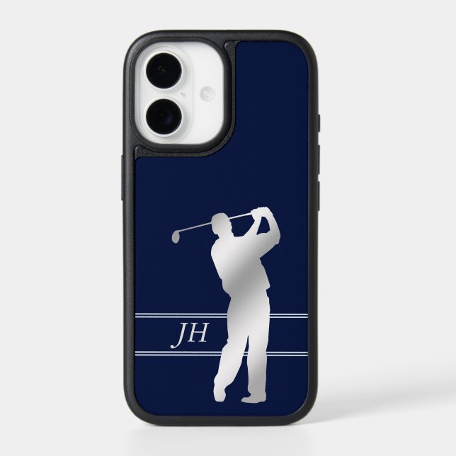 Blue Silver Golf Monogram Otterbox iPhone Case (Back)