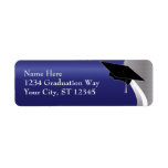 Blue &amp; Silver Graduation Address Label at Zazzle
