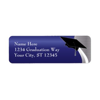 Blue & Silver Graduation Address Label by ForTheGrad at Zazzle