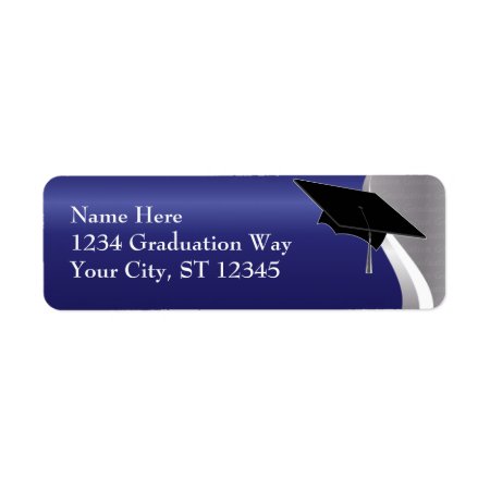 Blue & Silver Graduation Address Label