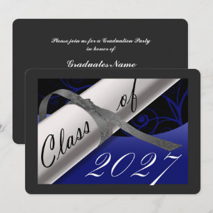 Blue & Silver Graduation Party Invitation