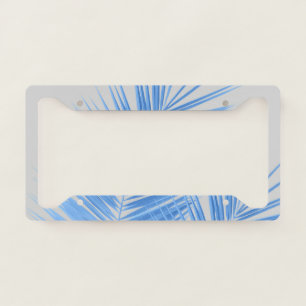 Blue Silver Gray Palm Leaves Dream #1  License Plate Frame