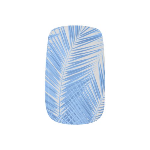 Blue Silver Gray Palm Leaves Dream 1a  Minx Nail Art