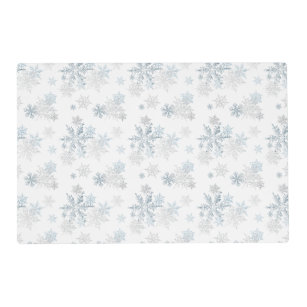 Blue Silver Gray Snowflake Wonderland Placemat