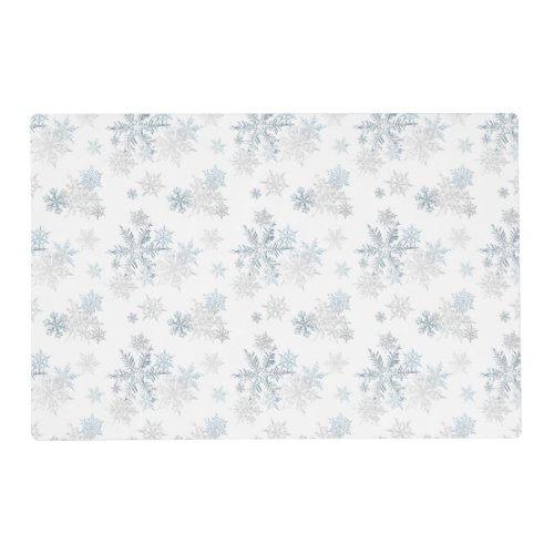 Blue Silver Gray Snowflake Wonderland Placemat