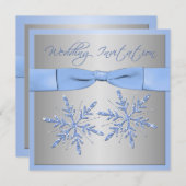 Blue, Silver Gray Snowflakes Wedding Invite (Front/Back)