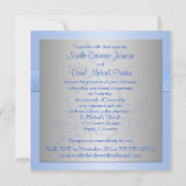 Blue, Silver Gray Snowflakes Wedding Invite (Back)