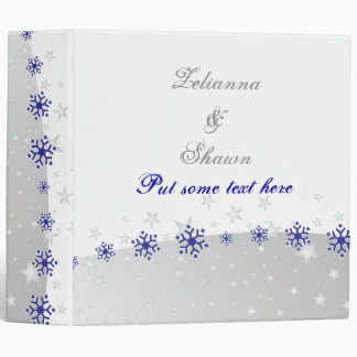 Blue, silver grey white snowflake wedding planner 3 ring binder