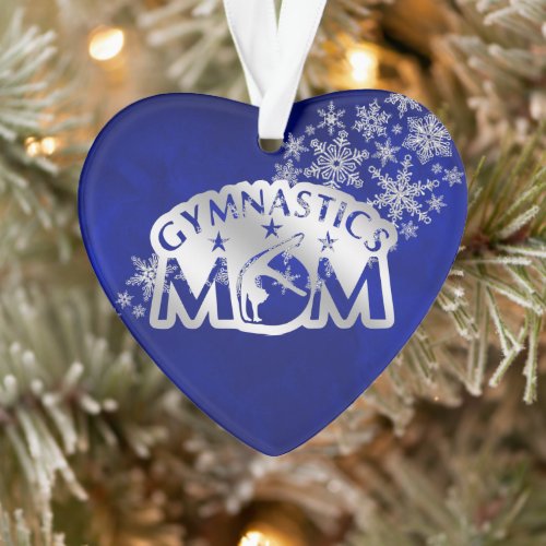 Blue Silver Gymnastics Mom Ornament