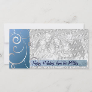 Blue & Silver Holiday Swirls Card