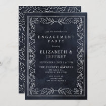 Blue Silver Holly Christmas Engagement Party   Invitation