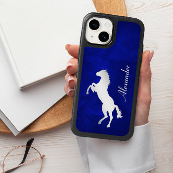 Blue Silver Horse Otterbox Iphone 14 Case by MegaCase at Zazzle