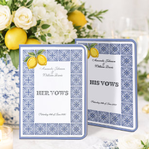 Blue Silver Italian Amalfi Lemon Wedding Vow Books