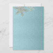 Blue Silver Ivory Snowflake Winter Bridal Shower Invitation (Back)