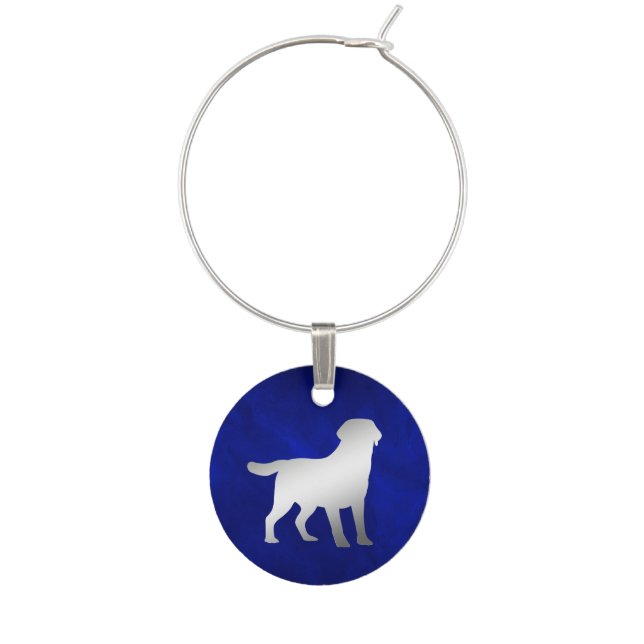 Blue Silver Labrador Retriever Wine Charm (Front)