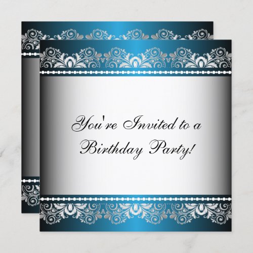 Blue  Silver Lace Party Template