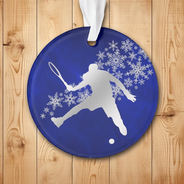 Blue Silver Male Tennis Player Ornament (Creator Uploaded)