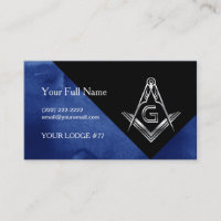 Blue Silver Masonic Business Cards, Square Compass