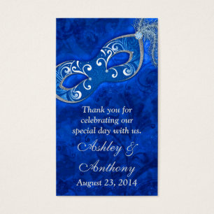 Blue Silver Masquerade Ball Wedding Favour Tags